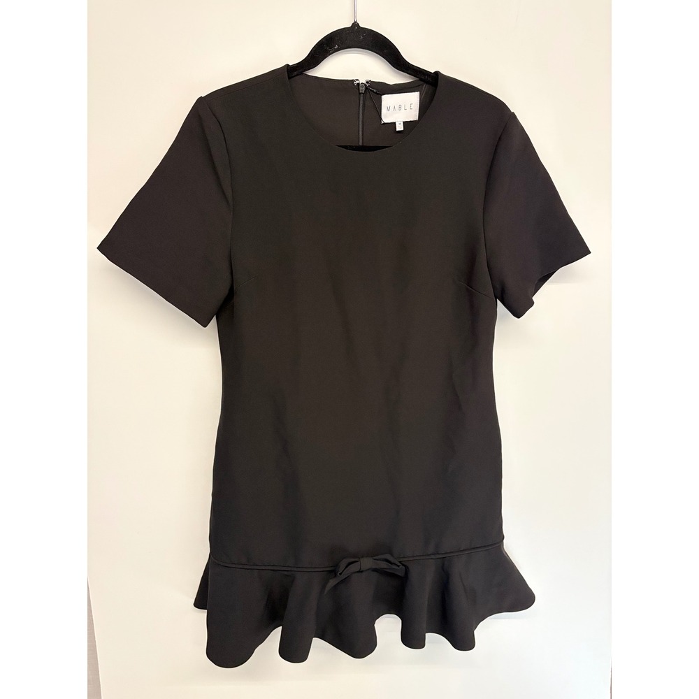 MABLE Coquette Kenna Mini Dress Women Size M Black Ruffle Bow Dark Academia